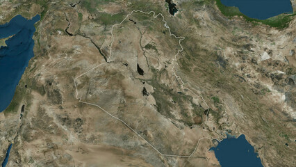 Iraq outlined. High-res satellite map © zelwanka