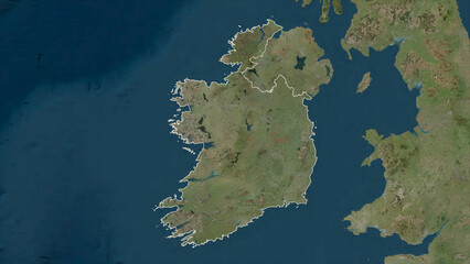Ireland outlined. High-res satellite map
