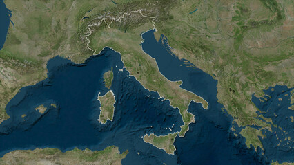 Italy outlined. High-res satellite map