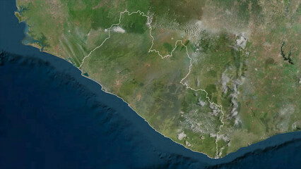 Liberia outlined. High-res satellite map © zelwanka