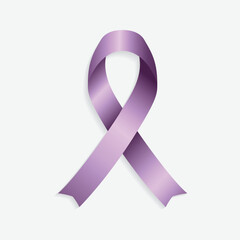 World Cancer Day Purple Realistic Ribbon