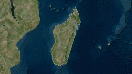 Madagascar outlined. High-res satellite map © zelwanka