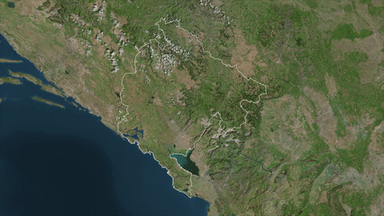 Montenegro outlined. High-res satellite map © zelwanka