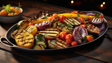 Fresh grilled fruits bbq healthy vegie food