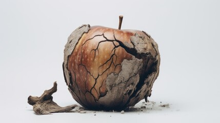 Close up photo of an ugly crushed rotten apple