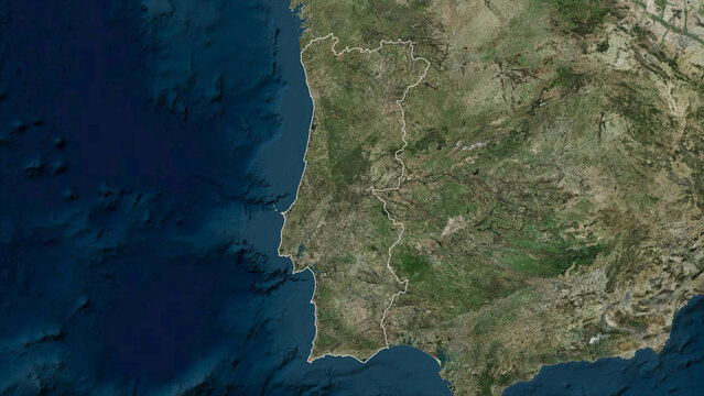 Portugal outlined. High-res satellite map