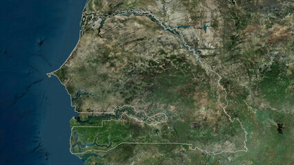 Senegal outlined. High-res satellite map © zelwanka