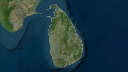 Sri Lanka outlined. High-res satellite map © zelwanka