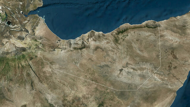 Somaliland outlined. High-res satellite map