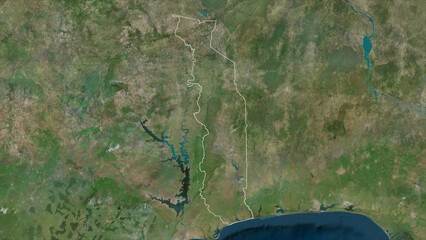 Togo outlined. High-res satellite map © zelwanka