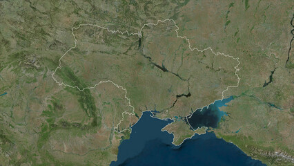 Ukraine before 2014 outlined. High-res satellite map