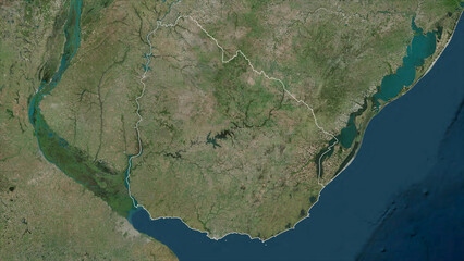 Uruguay outlined. High-res satellite map