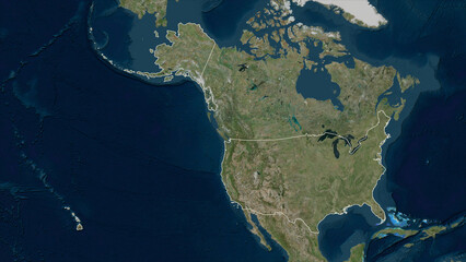 United States of America outlined. High-res satellite map