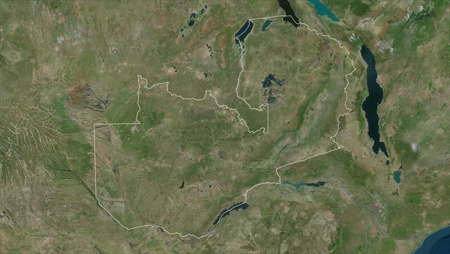 Zambia outlined. High-res satellite map