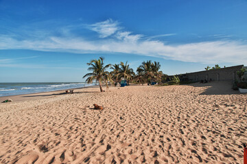 The beach Atlantic ocean in Serekunda area, Gambia, West Africa