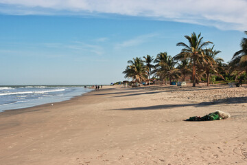 Fototapeta na wymiar The beach Atlantic ocean in Serekunda area, Gambia, West Africa