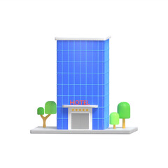 hotel building 3d icon
