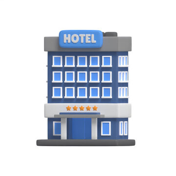 hotel building 3d icon