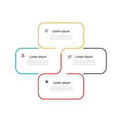 4 step process infographic template vector element with line style suitable for web presentation and business information 