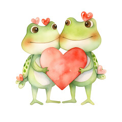 Obraz premium Whimsical Love: Charming Valentine's Day Frogs.