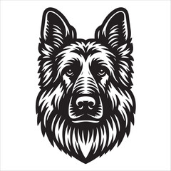 Dog head icon illustration , German Shepherd dog head icon