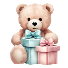 teddy bear with gift box