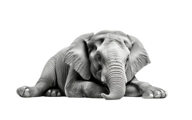 Slumbering Elephants isolated on transparent Background - obrazy, fototapety, plakaty
