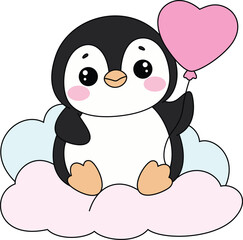 Cute Penguin Cartoon Illustration