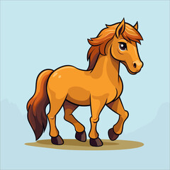illustration cartoon of funny horse vector on a isolated background