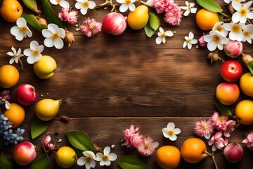 Naklejka na ściany i meble background with eggs and flowers