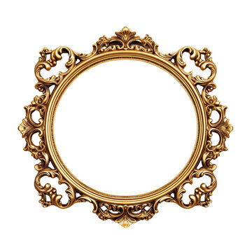 Old golden antique frame isolated on white background
