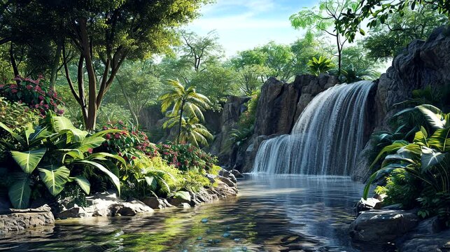 Fluid Inspiration: Crafted Waterfall Animation for Quotes, Generative AI 