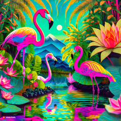 flamingo in the water