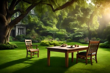 the  beautifull,lawn in home and chair and table take in lawn.  