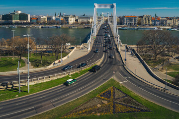 Elizabeth bridge and Danube river view from the citadel, Budapest