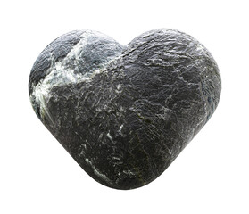 3d rendering heart made of stone isolated on a white background