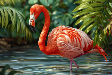 illustration of flamingos in water