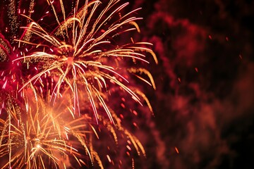Fireworks against dark sky background