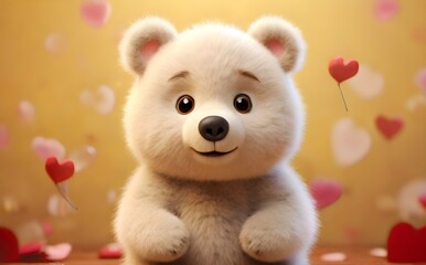 Cute teddy bear on an isolated background with copy space. Generative AI
