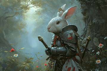 illustration of the rabbit knight guarding the forest