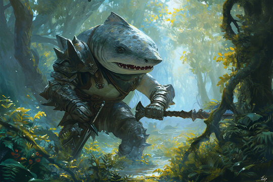 illustration of the forest guard shark knight