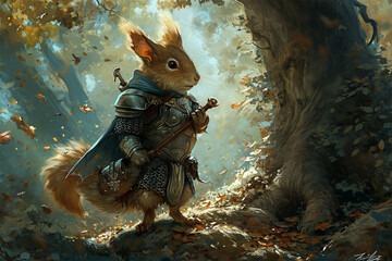 illustration of the forest guardian squirrel knight