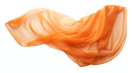 Orange cloth that is floating and hiding something unknown underneath. Fabric isolated on black background. 