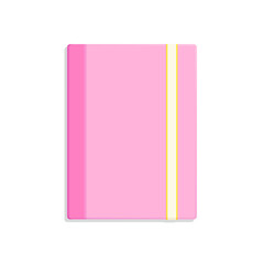 pink notebook with cover, isolated on white. Vector illustration for school, education, writing, creation, presentation.