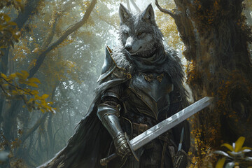 illustration of the forest wolf knight