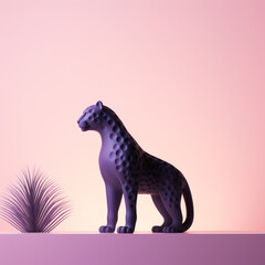 Jaguar icon in silhouette, gracefully standing against a serene pastel lavender background, exuding elegance and charm. Ideal for nature-themed designs and advertisements.