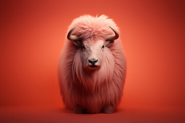 Muskox icon, featuring a sleek and stylish Muskox profile against a pale coral background. This design offers a modern and sophisticated touch, suitable for contemporary branding.