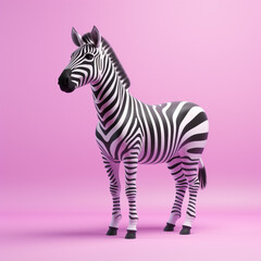 Zebra icon in silhouette, gracefully standing against a serene pastel lavender background, exuding elegance and charm. Ideal for nature-themed designs and advertisements.