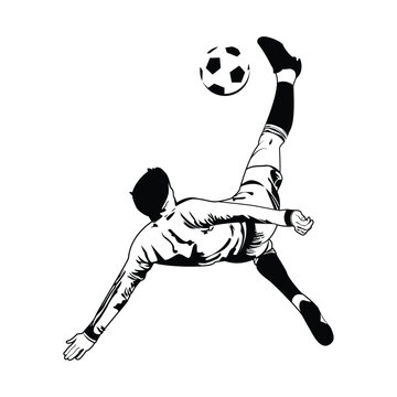 Overhead kick soccer player