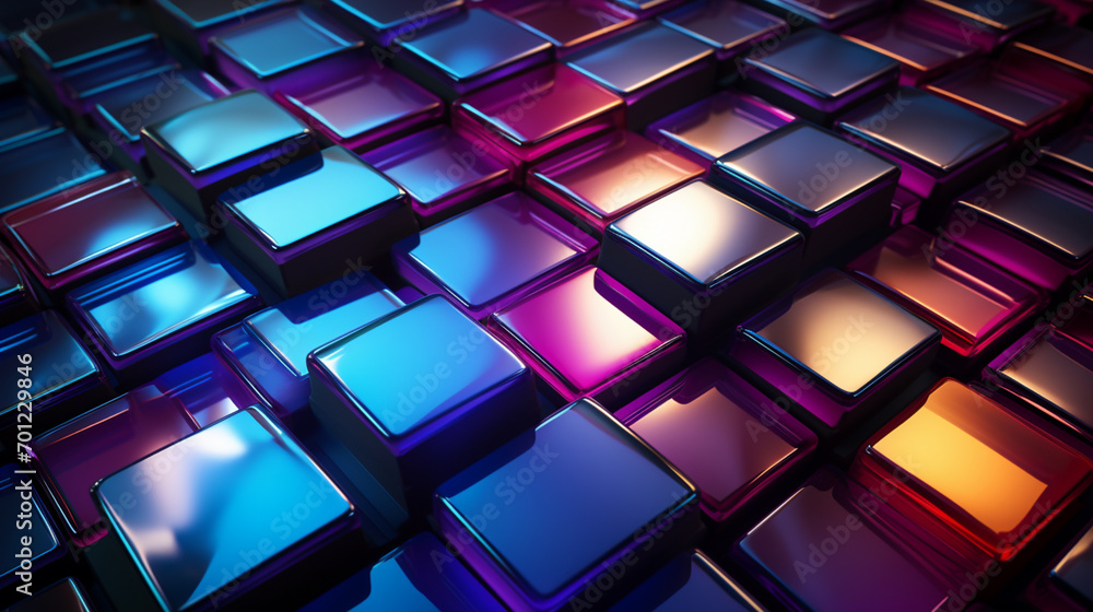 Leinwandbilder vibrant and dynamic geometric shapes illuminated in neon colors, creating a lively and energetic wal